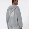 Cardigan con cappuccio in lana e cashmere, grigio medio Cardigan con cappuccio in lana e cashmere, grigio medio