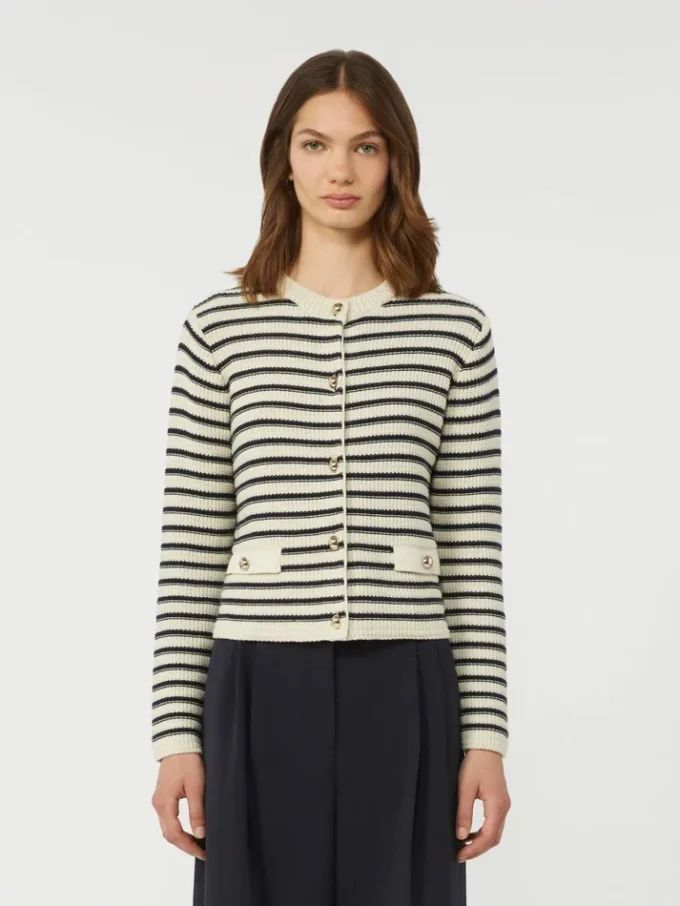 Cardigan corto in cotone, blu navy