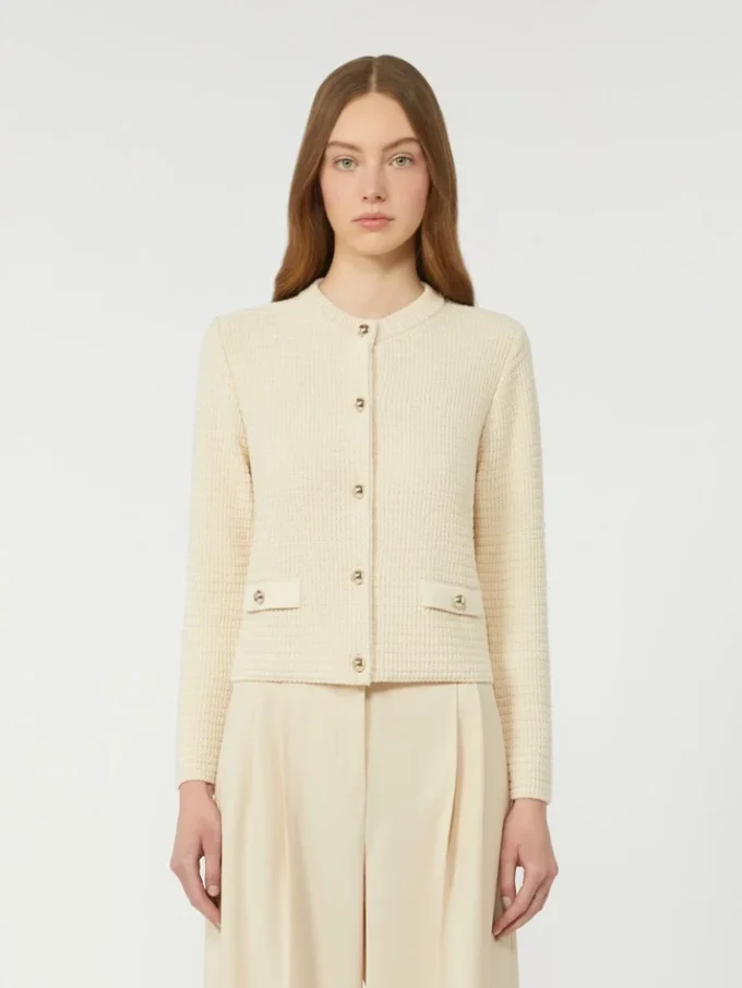 Cardigan corto in cotone, ecru