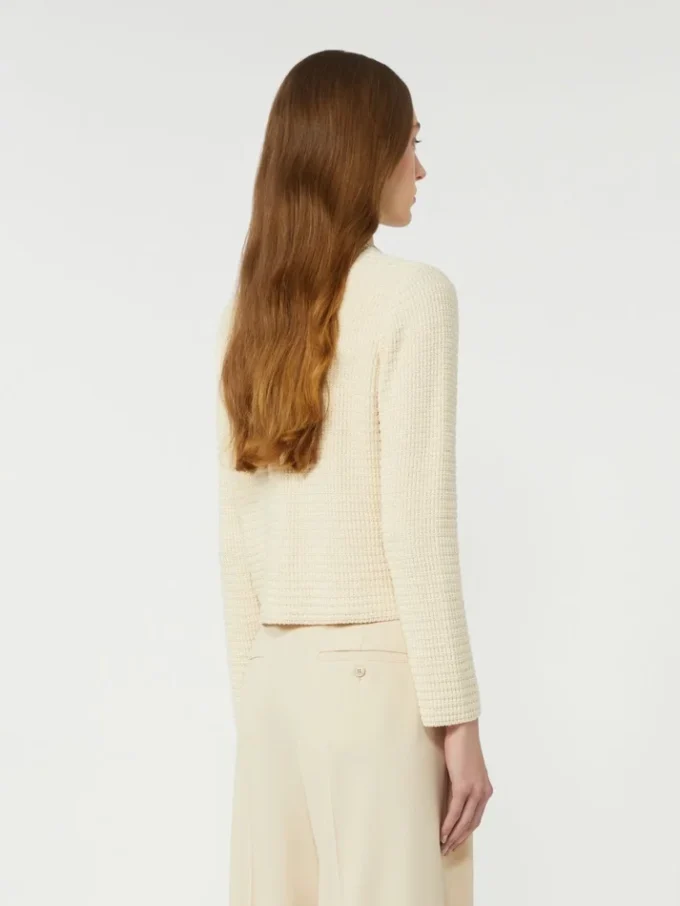 Cardigan corto in cotone, ecru