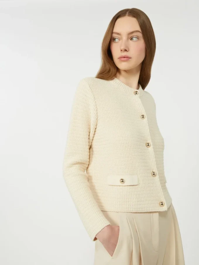 Cardigan corto in cotone, ecru