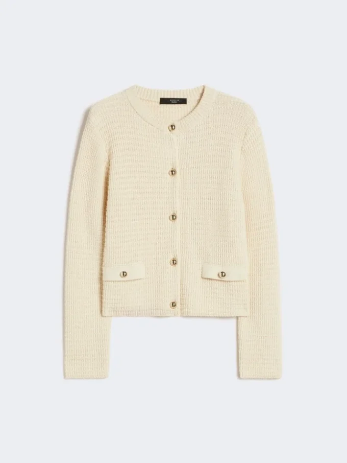 Cardigan corto in cotone, ecru