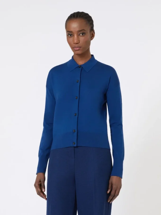 Cardigan femminile in lana, blu cina