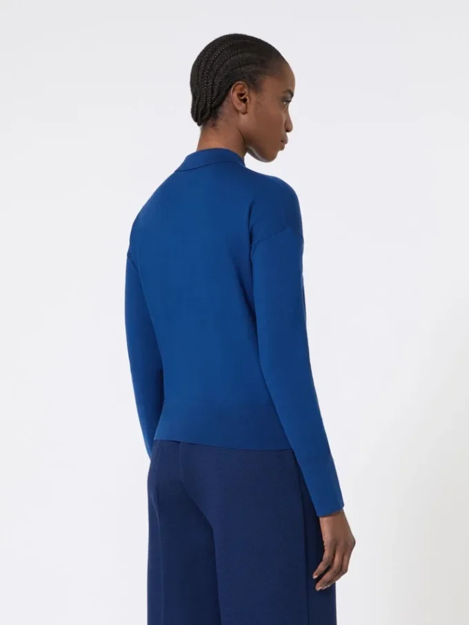Cardigan femminile in lana, blu cina