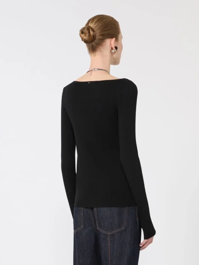 Cardigan in lana con catena, nero Cardigan in lana con catena, nero