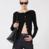 Cardigan in lana con catena, nero Cardigan in lana con catena, nero