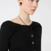 Cardigan in lana con catena, nero Cardigan in lana con catena, nero