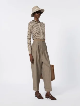 Cardigan in lana con paillettes, marrone