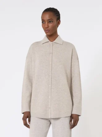 Cardigan in lana e cashmere, beige