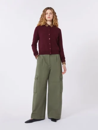 Cardigan in lana e cashmere, bordeaux