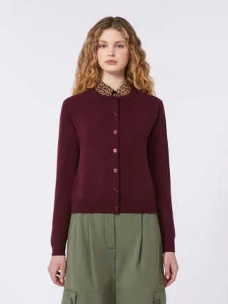Cardigan in lana e cashmere, bordeaux