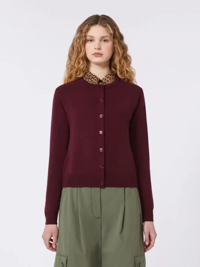 Cardigan in lana e cashmere, bordeaux Cardigan in lana e cashmere, bordeaux