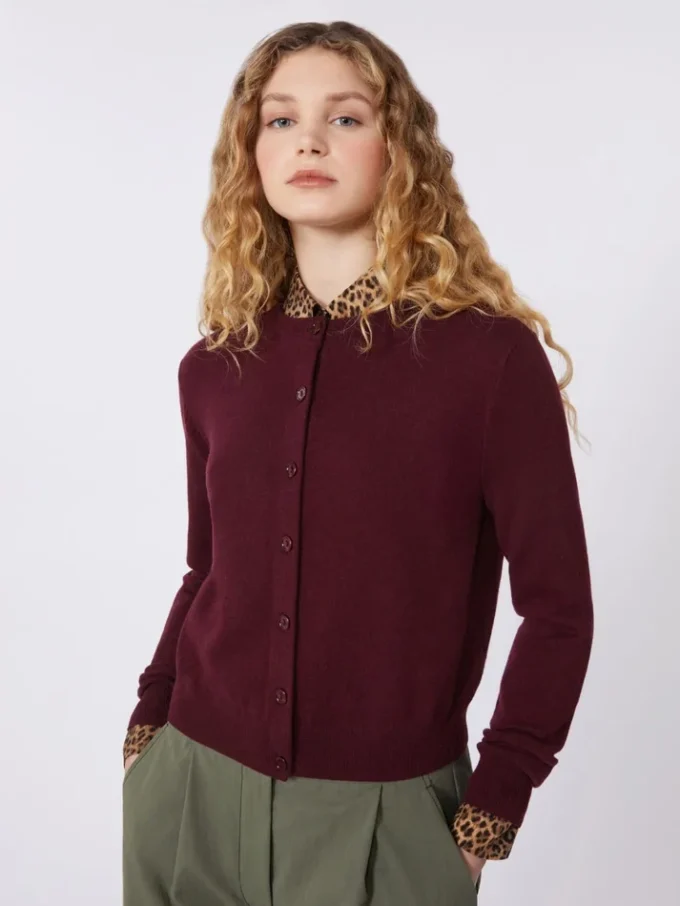 Cardigan in lana e cashmere, bordeaux Cardigan in lana e cashmere, bordeaux