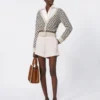 Cardigan in lana e cashmere fantasia, beige