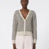 Cardigan in lana e cashmere fantasia, beige