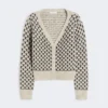 Cardigan in lana e cashmere fantasia, beige