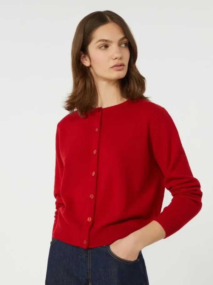 Cardigan in lana e cashmere, rosso Cardigan in lana e cashmere, rosso