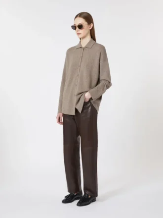 Cardigan in lana e cashmere, tortora