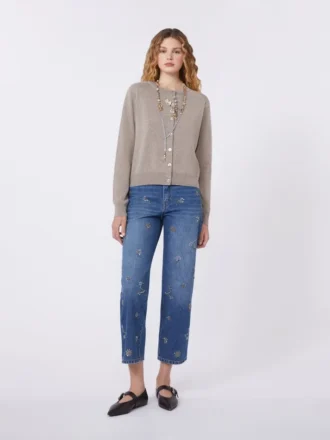 Cardigan in lana e cashmere, tortora