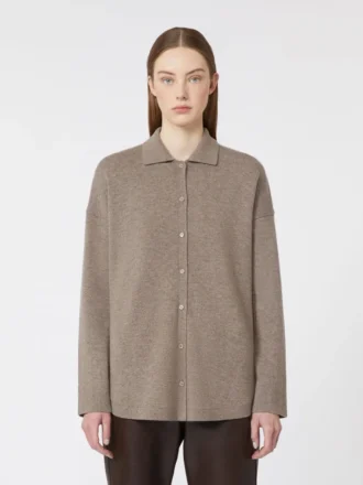 Cardigan in lana e cashmere, tortora