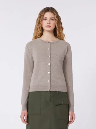 Cardigan in lana e cashmere, tortora