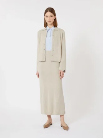 Cardigan in maglia di cashmere, beige