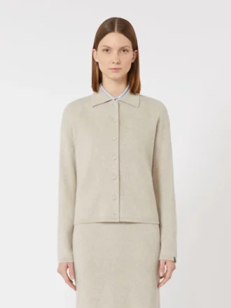 Cardigan in maglia di cashmere, beige