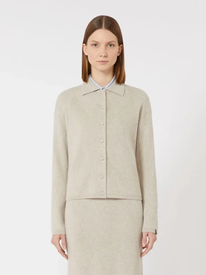 Cardigan in maglia di cashmere, beige Cardigan in maglia di cashmere, beige