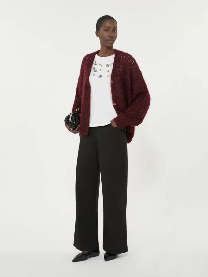 Cardigan in mohair, bordeaux Cardigan in mohair, bordeaux