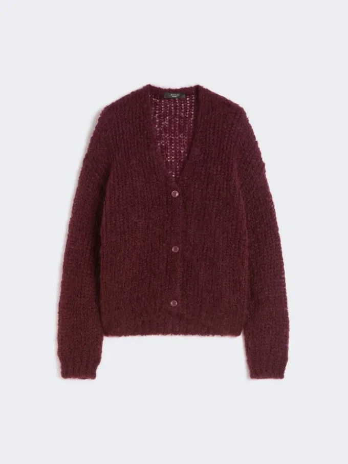 Cardigan in mohair, bordeaux Cardigan in mohair, bordeaux