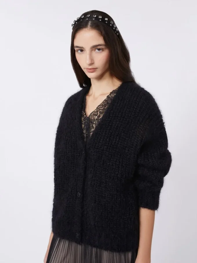 Cardigan in mohair, nero Cardigan in mohair, nero