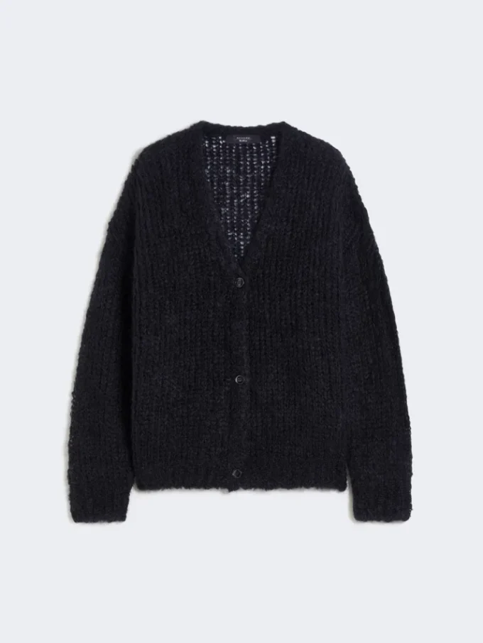Cardigan in mohair, nero Cardigan in mohair, nero