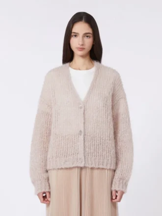 Cardigan in mohair, sabbia
