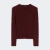 Cardigan in viscosa a coste, bordeaux Cardigan in viscosa a coste, bordeaux