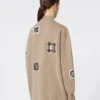 Cardigan lungo in lana e cashmere, color sabbia Cardigan lungo in lana e cashmere, color sabbia