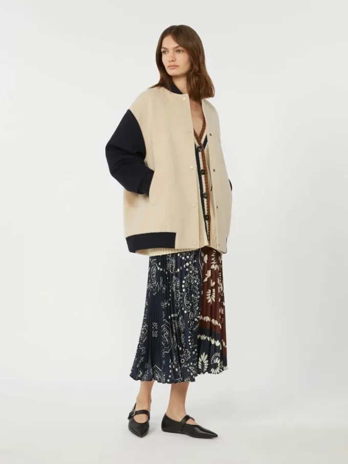 Giacca bomber in lana Double Face, color sabbia Giacca bomber in lana Double Face, color sabbia
