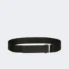 Cintura in fettuccia elasticizzata e pelle, nera Cintura in fettuccia elasticizzata e pelle, nera