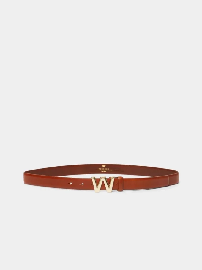 Cintura in pelle con fibbia con logo, color tabacco Cintura in pelle con fibbia con logo, color tabacco