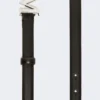 Cintura in pelle con fibbia monogramma, nera Cintura in pelle con fibbia monogramma, nera