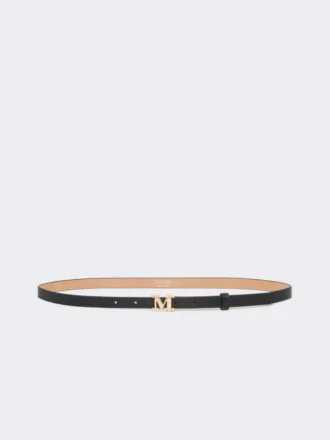 Cintura in pelle con monogramma, nera