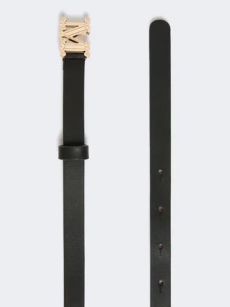 Cintura in pelle con monogramma, nera