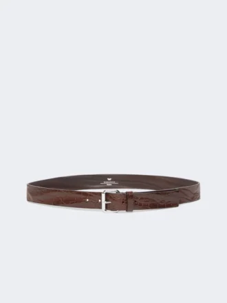Cintura in pelle con stampa cocco, marrone