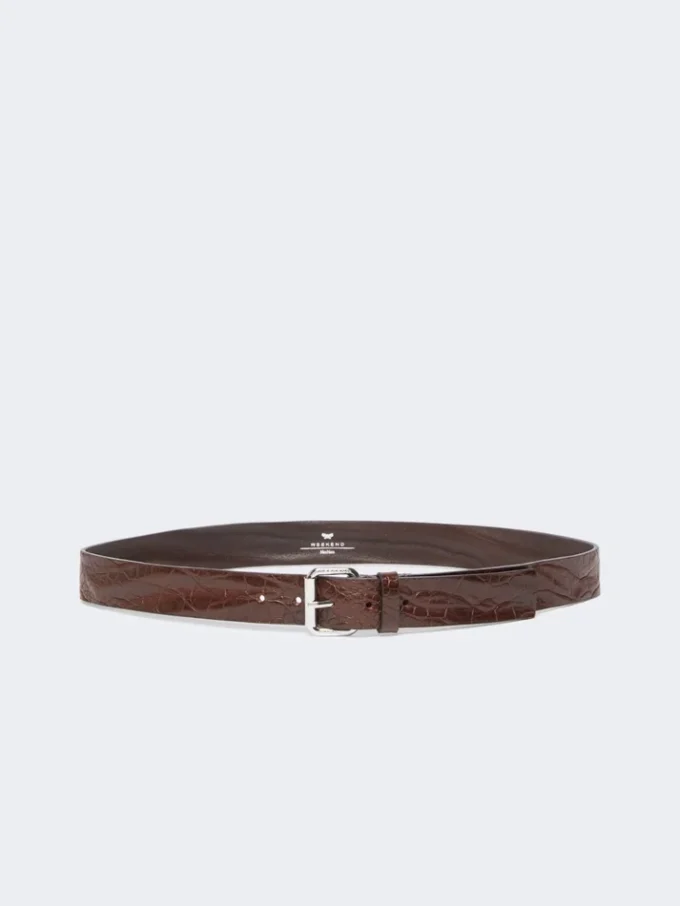 Cintura in pelle con stampa cocco, marrone Cintura in pelle con stampa cocco, marrone