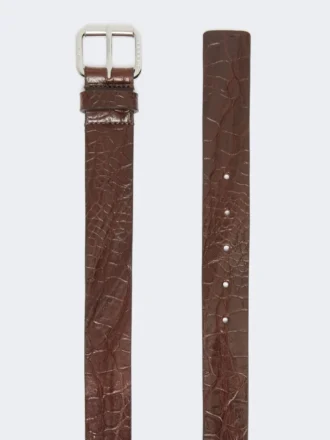 Cintura in pelle con stampa cocco, marrone