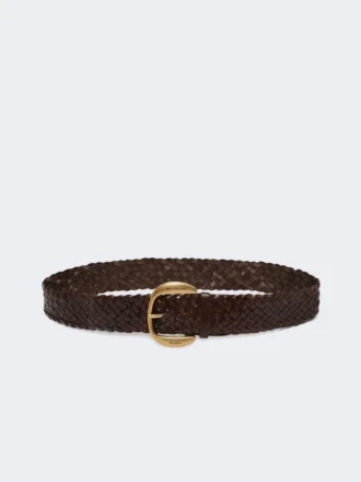 Cintura in pelle intrecciata, marrone scuro