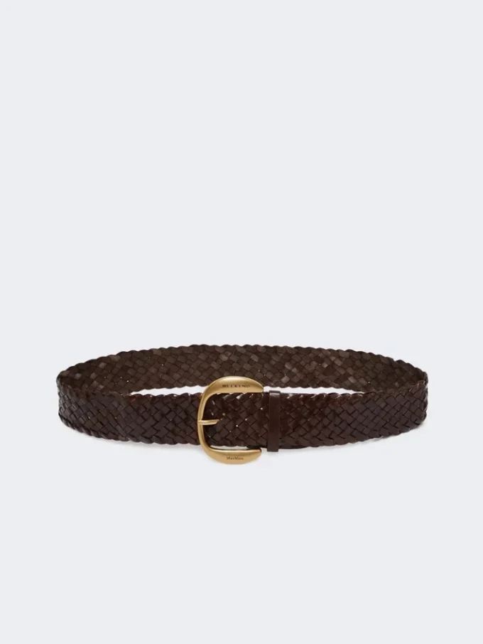 Cintura in pelle intrecciata, marrone scuro Cintura in pelle intrecciata, marrone scuro