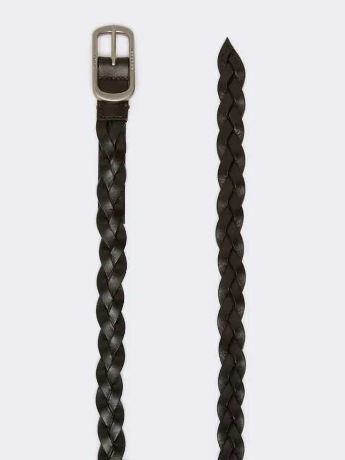 Cintura in pelle intrecciata, marrone scuro Cintura in pelle intrecciata, marrone scuro