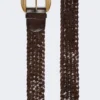 Cintura in pelle intrecciata, marrone scuro Cintura in pelle intrecciata, marrone scuro