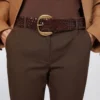 Cintura in pelle intrecciata, marrone scuro Cintura in pelle intrecciata, marrone scuro