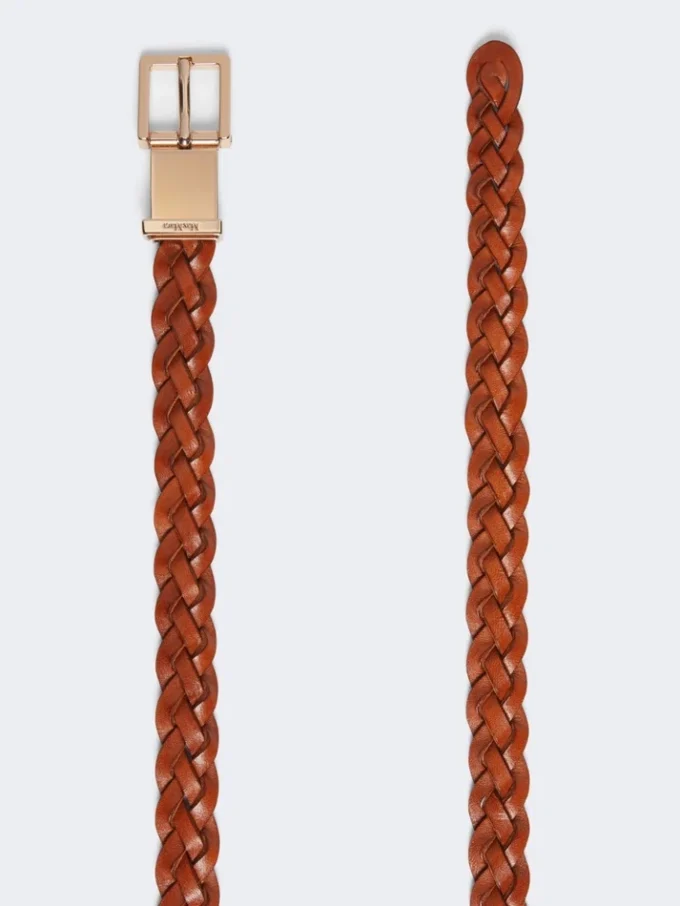 Cintura in pelle intrecciata, ruggine Cintura in pelle intrecciata, ruggine